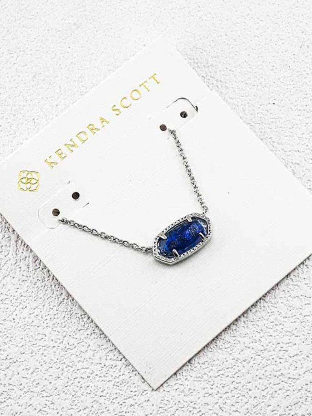 Kendra Scott Silver Necklace with Blue Stone